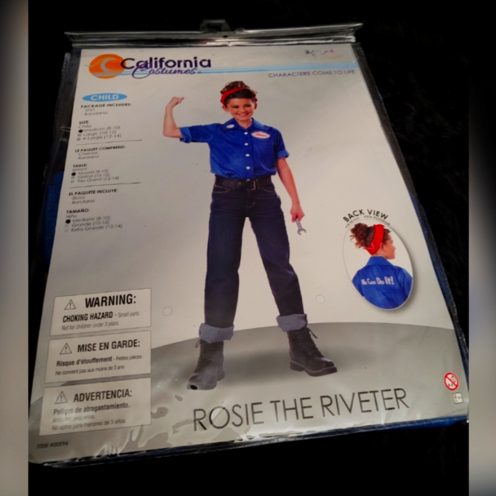 Rosie The Riveter Child Costume Medium